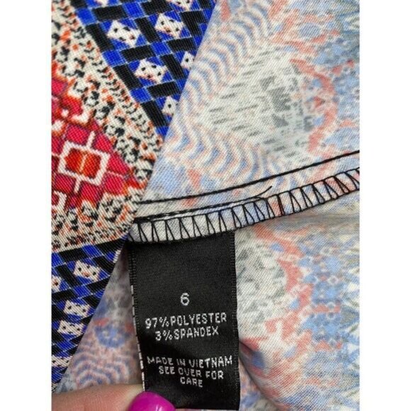 AB Studio Red White Blue Stretch Sheath Crew Neck Dress Sz 6 - Picture 8 of 8